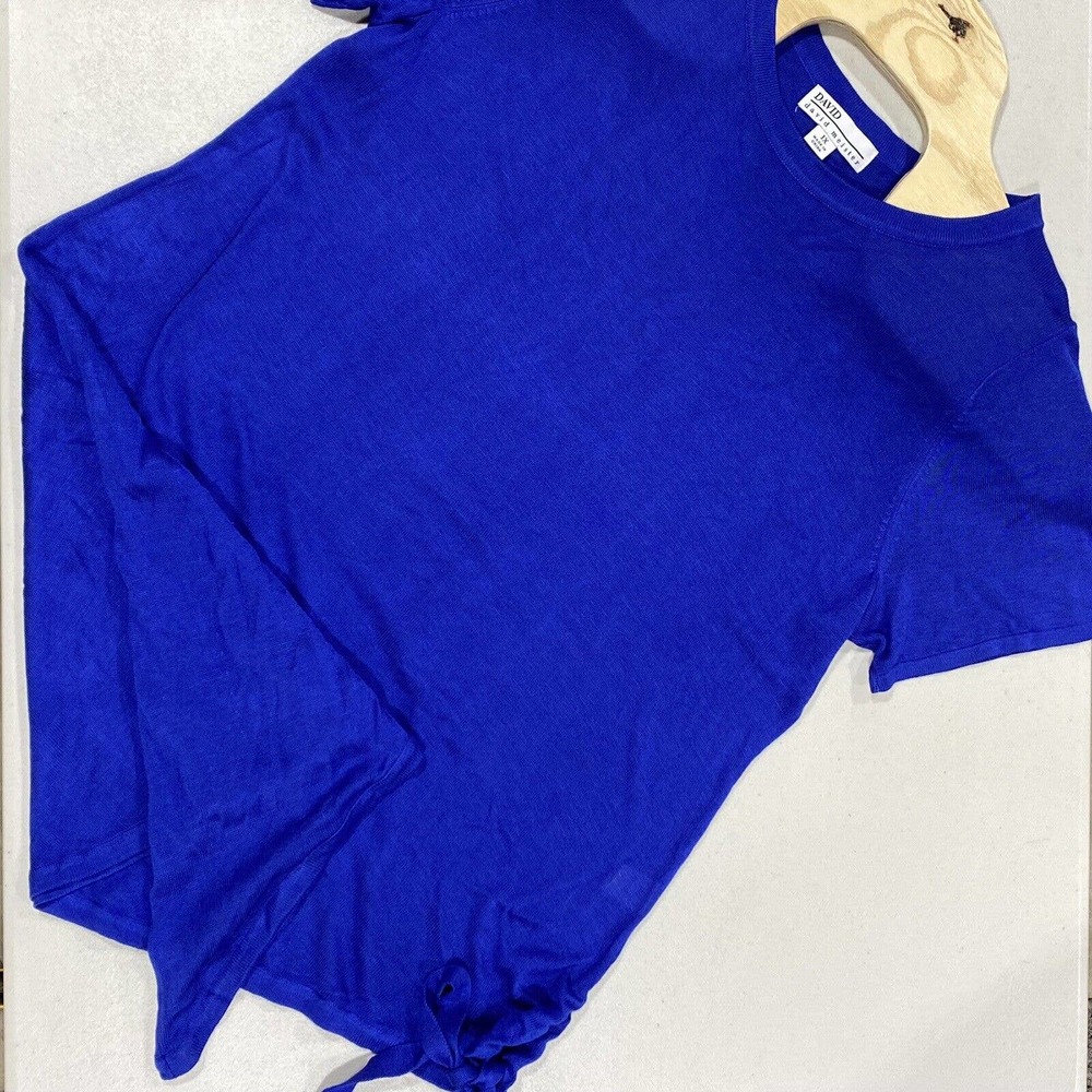 David Meister Shirt Women's 1X Blue Sweater Asymmetric‎ Short Sleeve Tunic
